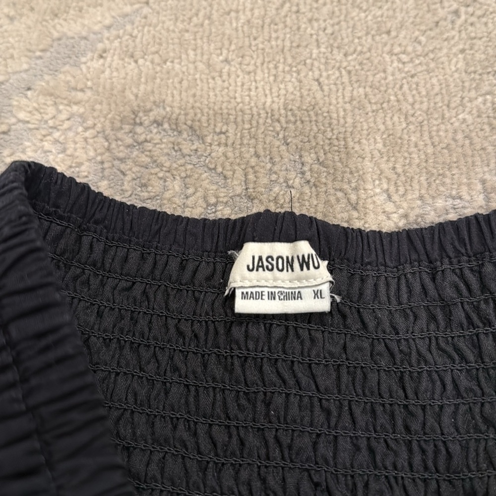 Jason Wu womens Size XL embroidered Eyelet Midi Tiered Skirt black lined floral - Picture 4 of 8